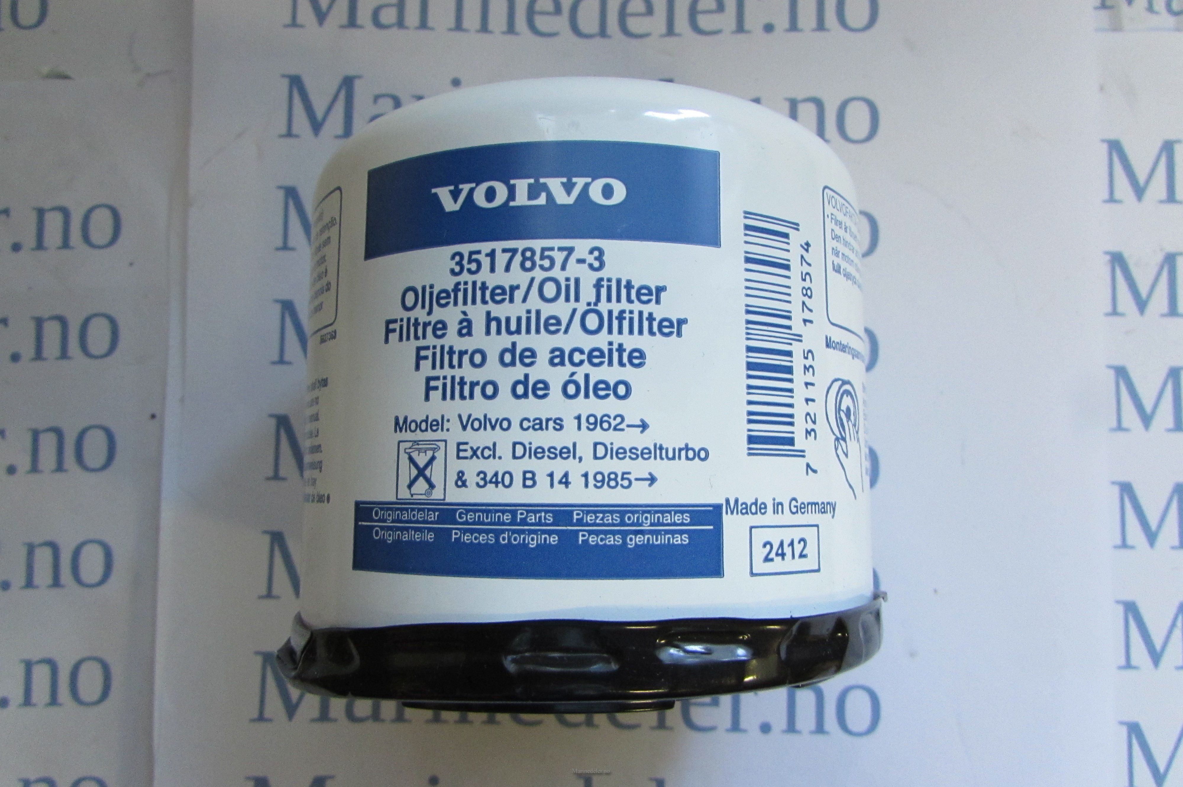 (bilde for) Oljefilter 3517857 for30/31 og kad 32 motorer.