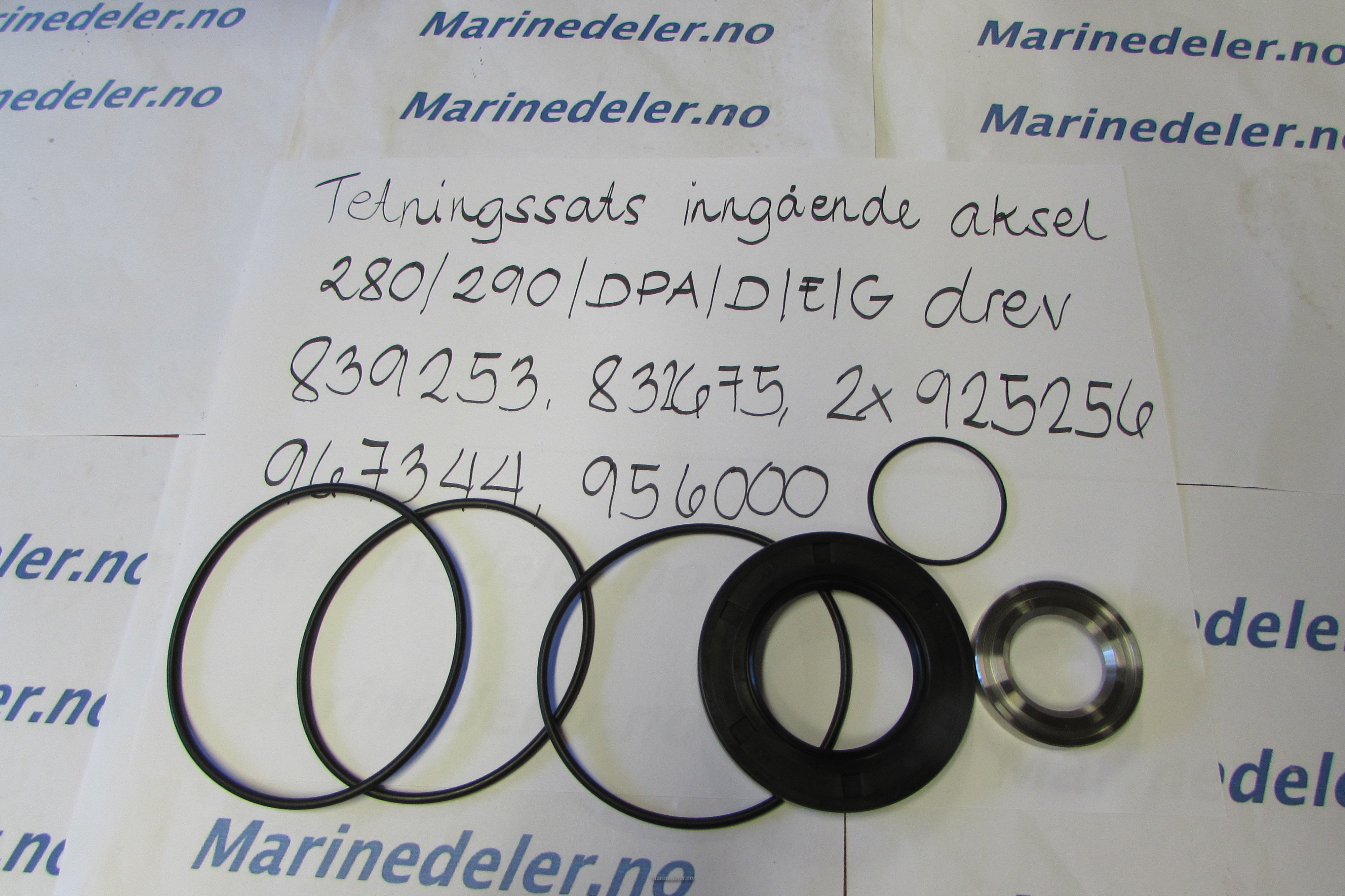 (bilde for) Tetningssats inngående aksel 280/290/DPA/D/E/G drev 839253, 832675, 2x925256, 967344, 956000