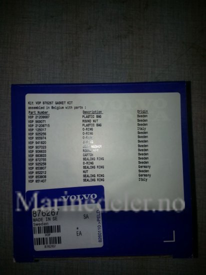 (bilde for) Pakningssett 876267 nedre del 290 DP