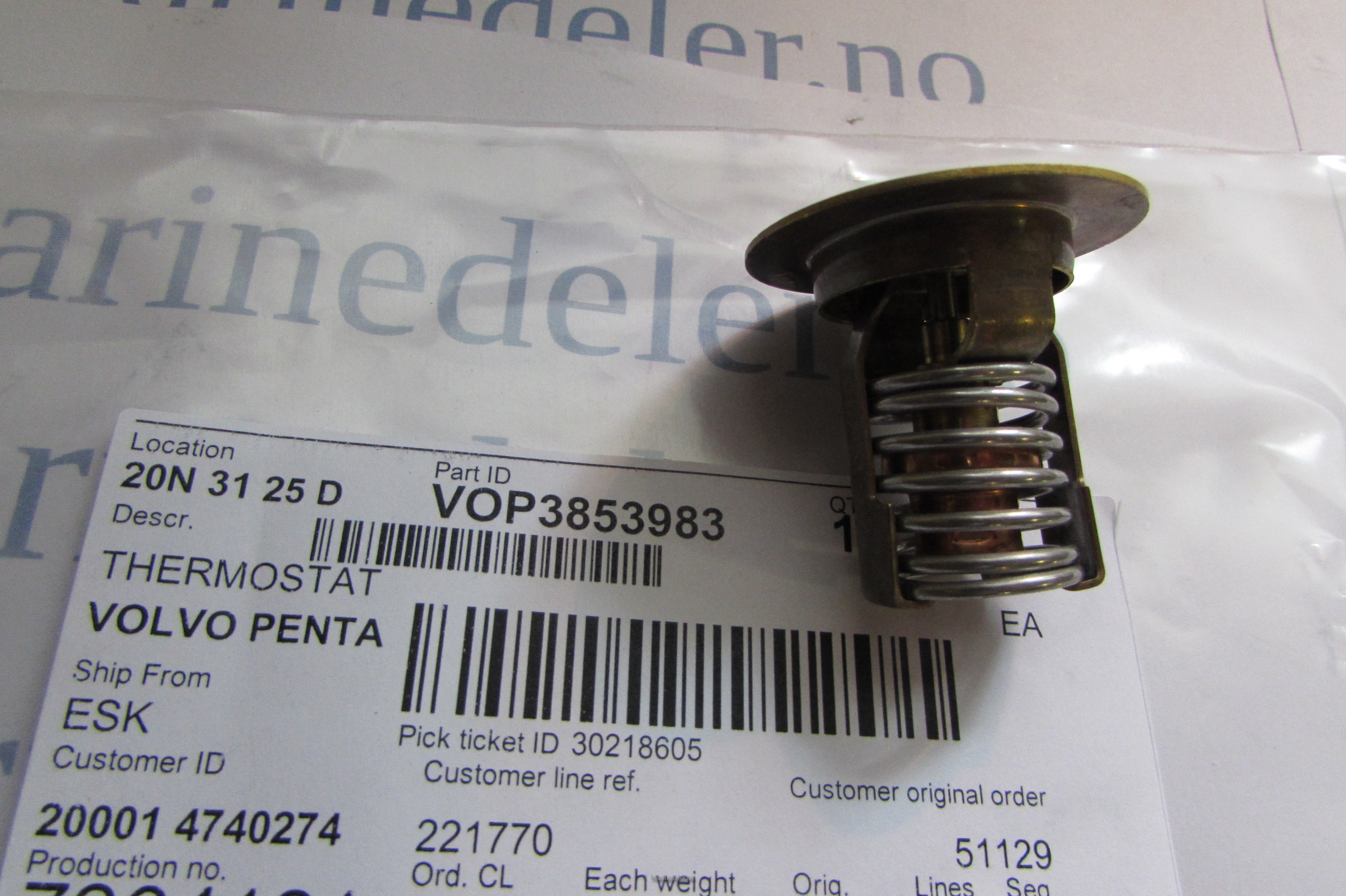 (bilde for) TERMOSTAT 3853983