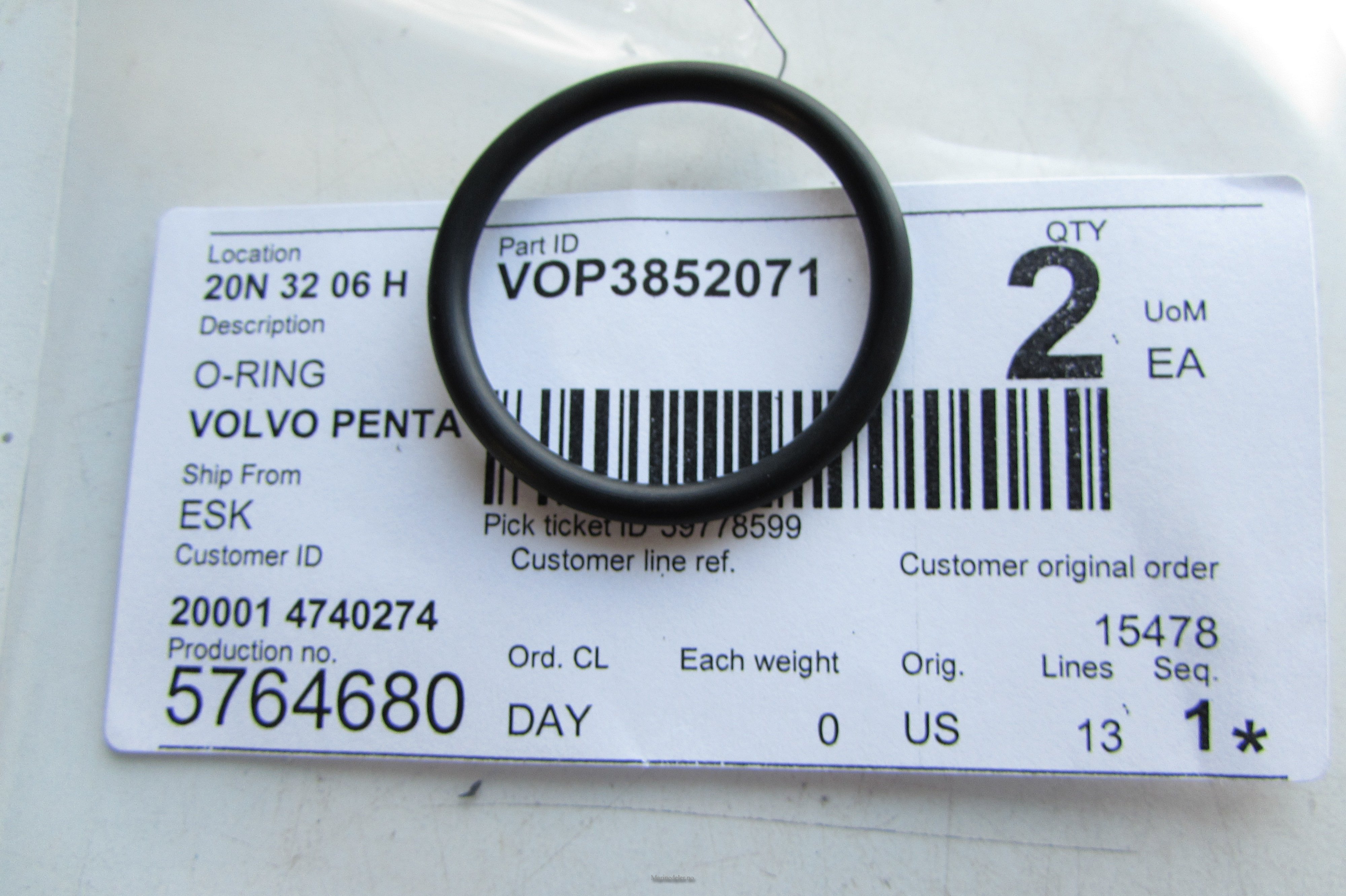 (bilde for) O-RING 3852071